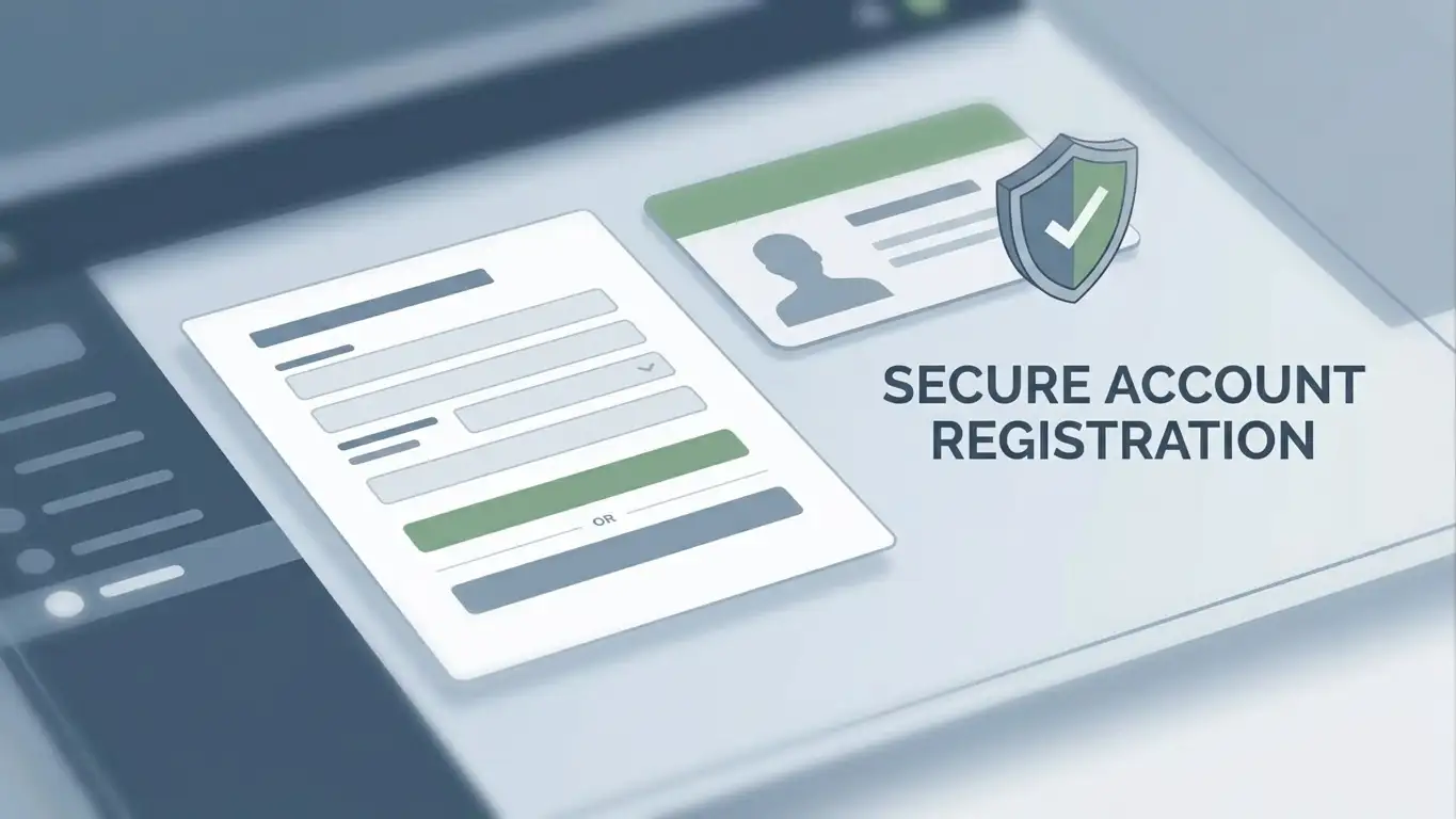 Generic account registration and identity-verification concept with secure form and checkmark
