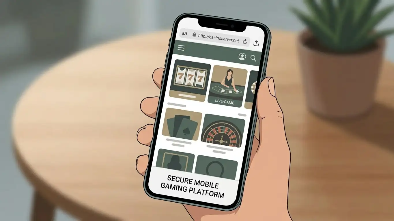 Generic mobile casino website displayed in a smartphone browser without app-store branding